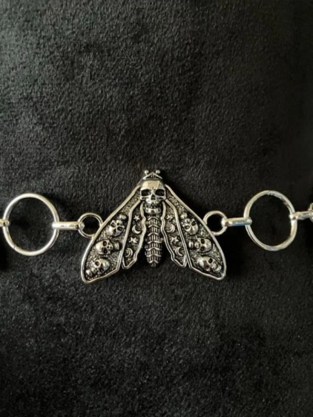 Silver Moth Motif Chain Waist Belt - Women Accessories